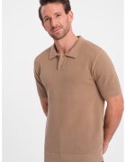 OMBRE Tricou polo din bumbac pique 2 - Maro nisip