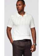 OMBRE Tricou polo din viscoza cu fermoar OM-POSS-0158 - Alb