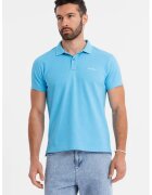 OMBRE Tricou regular fit de bumbac cu guler polo - Albastru deschis