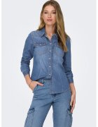 Only Camasa de denim cu buzunare pe piept - Albastru