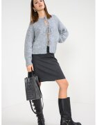 Only Cardigan pufos cu snururi de ajustare - Gri deschis melange