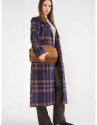 Only Palton lung cu model in carouri - Maro/Violet aubergine
