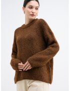 Only Pulover supradimensionat cu decolteu la baza ggatului - Maro melange