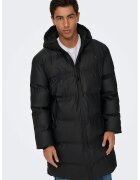 Only & Sons Geaca lunga cu vatelina si gluga - Negru