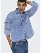 Only & Sons Jacheta de denim cu buzunare pe piept - Albastru melange