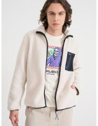 Only & Sons Jacheta din material sherpa cu fermoar - Crem/Bleumarin