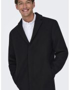 Only & Sons Palton din amestec de lana cu revere decupate - Negru