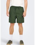 Only & Sons Pantaloni scurti cargo cu snur de ajustare Kal - Verde feriga