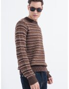 Only & Sons Pulover din amestec de bumbac cu decolteu la baza gatului - Maro/Alb murdar/Violet pruna