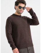 Only & Sons Pulover uni din amestec de bumbac cu decolteu la baza gatului - Maro inchis