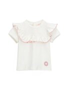 Original Marines Tricou din amestec de bumbac cu volane - Alb murdar/Roz pal
