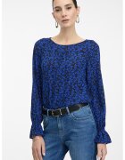 orsay Bluza cu decolteu rotund si model - Negru/Albastru royal