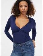 orsay Body slim fit cu decolteu in V - Albastru inchis