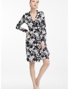 orsay Rochie midi cu model petrecut - decolteu in V si model floral - Alb/Negru