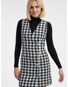 orsay Rochie-sacou scurta cu model in carouri - Alb/Negru