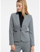 orsay Sacou cambrat cu model houndstooth - Alb/Negru/Albastru petrol