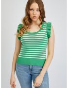 orsay Top slim fit cu volane - Alb/Verde