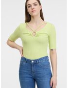 orsay Tricou cu decolteu in V - Verde lime