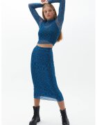 OXXO Bluza crop cu model geometric - Albastru inchis/Negru stins
