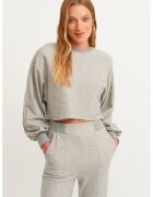 OXXO Bluza crop de trening cu maneci bufante Boskesnew - Gri melange