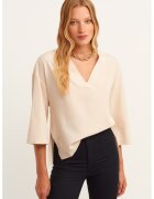 OXXO Bluza lejera din amestec de lyocell cu maneci 3/4 - Crem