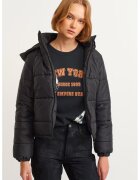 OXXO Jacheta crop cu fermoar - Negru