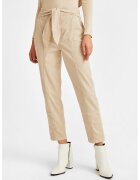 OXXO Pantaloni crop cu croiala dreapta si cordon in talie - Bej