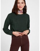OXXO Pulover crop cu decolteu rotund - Verde padure