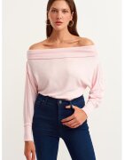 OXXO Pulover cu decolteu pe umeri si model uni - Roz deschis