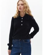 OXXO Pulover polo cu nasturi florali - Negru