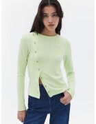 OXXO Pulover striat cu nasturi - Verde pal