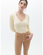 OXXO Pulover uni slim fit cu decolteu in V - Crem