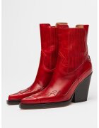 Paris Texas Botine de piele cu aspect brodat Dallas - Rosu inchis