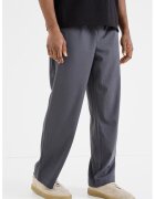 Pegador Pantaloni relaxed fit cu talie medie - Gri antracit