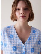 Penti Bluza de pijama cu imprimeu si maneci scurte - Albastru pastel