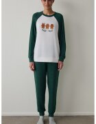 Penti Bluza lunga de pijama - Alb/Verde