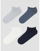 Penti Set de sosete foarte scurte cu model uni - 4 piese - Alb/Gri melange/Bleumarin