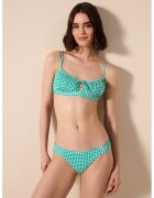 Penti Sutien de baie cu model in carouri - Turcoaz/Alb optic