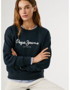 Pepe Jeans London Bluza de trening cu imprimeu logo si decolteu la baza gatului Baddy - Bleumarin