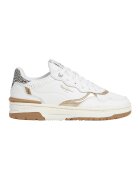Pepe Jeans London Pantofi sport din piele si piele intoarsa - Alb/Auriu
