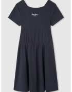 Pepe Jeans London Rochie-tricou evazata cu decupaj pe partea din spate Olya - Albastru ultramarin