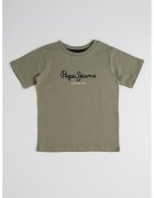 Pepe Jeans London Tricou cu imprimeu logo - Alb/Negru/Kaki