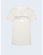 Pepe Jeans London Tricou din amestec de bumbac - cu logo metalizat - Crem/Argintiu