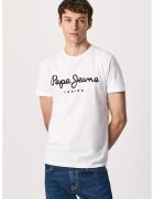 Pepe Jeans London Tricou slim fit cu imprimeu logo supradimensionat Original - Negru/Alb optic