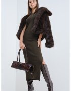 Pieces Rochie din tricot cu slit lateral - fara maneci - Maro inchis
