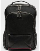 Pierre Cardin Rucsac din piele cu buzunare exterioare - Rosu/Negru
