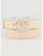 Pinko Curea de piele cu catarama cu logo - Maro taupe deschis