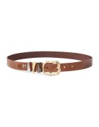 Pinko Curea de piele cu gaici metalice - Maro
