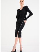 Pinko Rochie midi cu maneci lungi - Negru