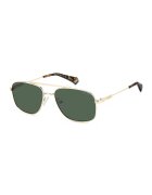 Polaroid Ochelari de soare cu lentile polarizate si rama metalica - Auriu/Negru stins